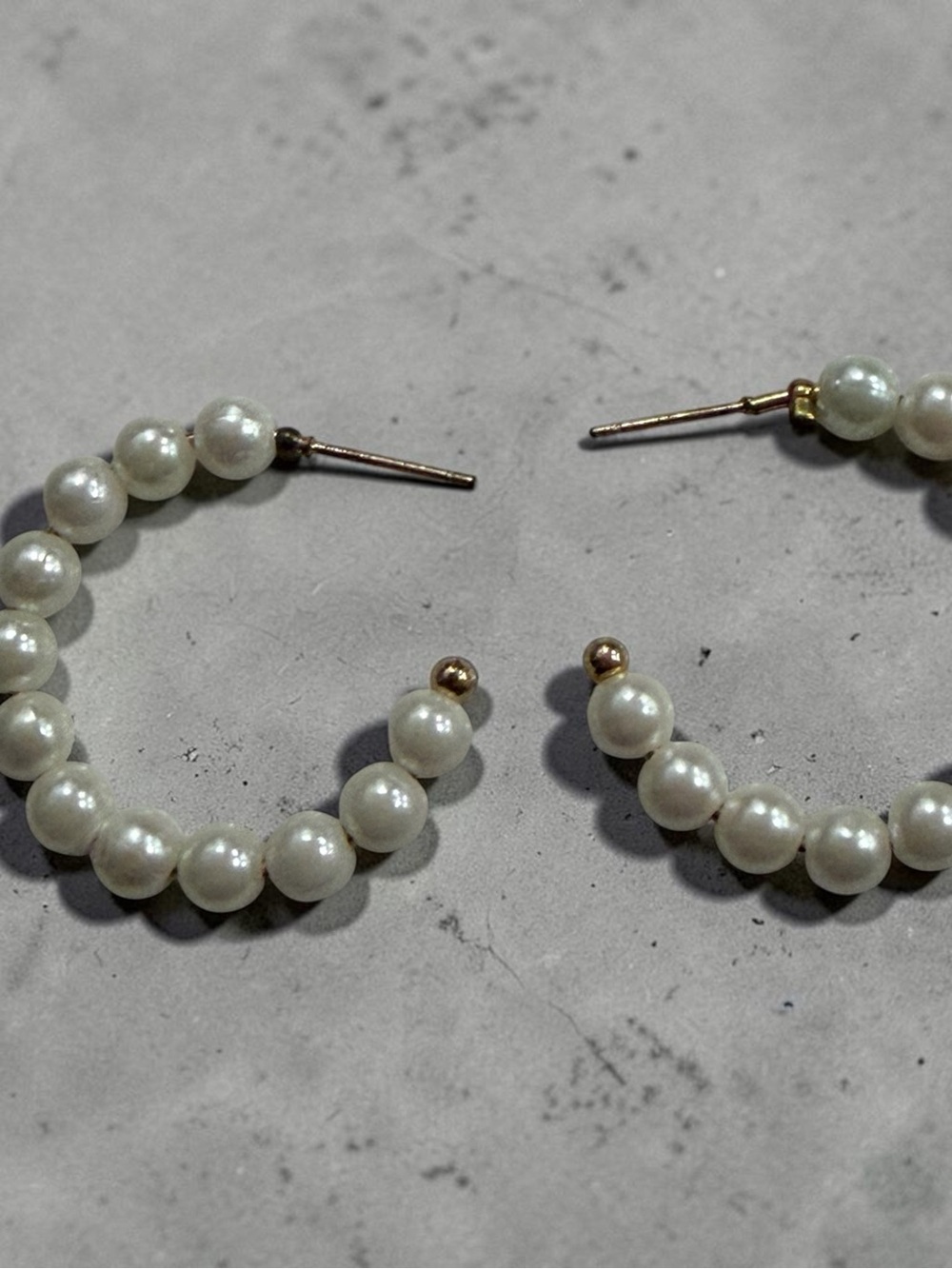 Classic Faux Pearl Bead Hoop Earrings